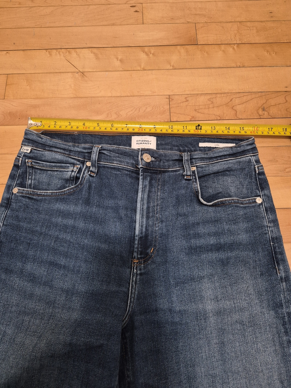 Citizens Of Humanity Wide Leg Ankle Jeans in Dark Blue Wash - Picture 4 of 14